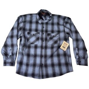 NWT Smith's Workwear 2XL Blue Flannel Shacket Plaid Heavyweight Workwear Grunge